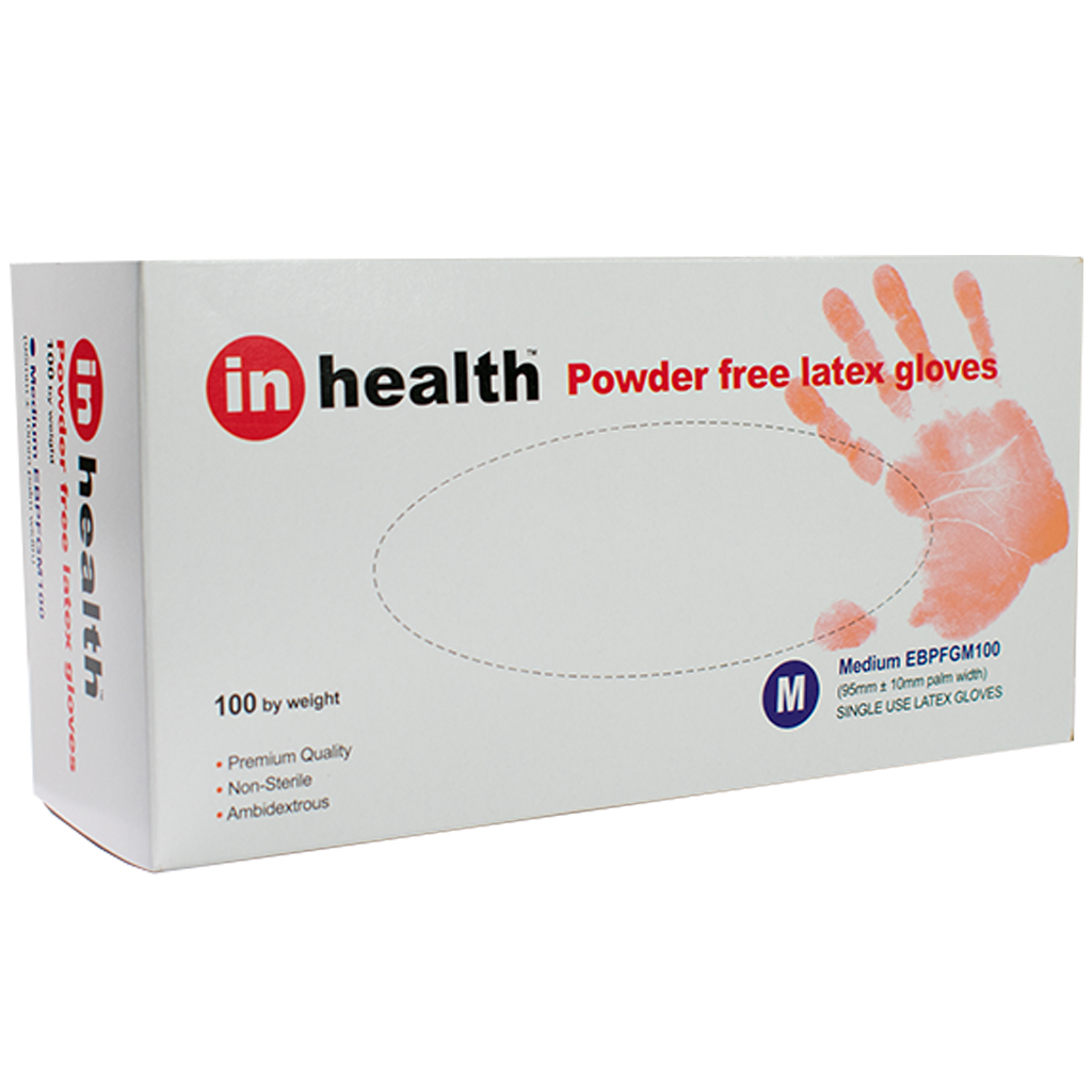 Gloves Powder Free Latex Med